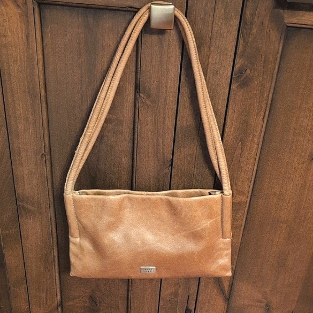 Wilson's Pelle Studio Tan Distressed Leather Double Strap Shoulder Bag